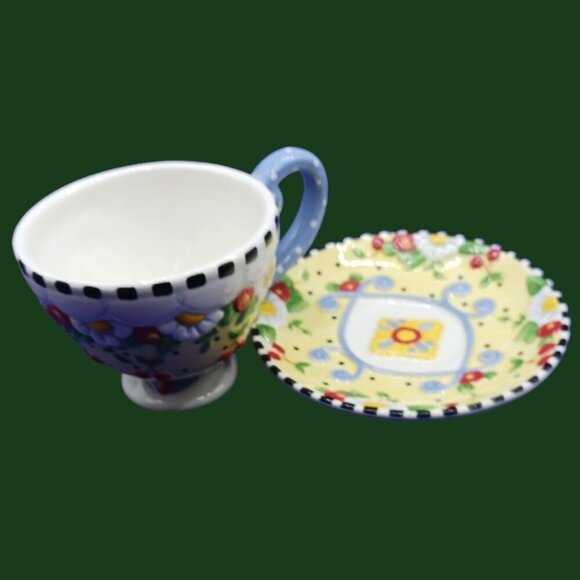 Mary Engelbreit Floral Ceramic Cup & Saucer Set muticolor - Picture 8 of 11